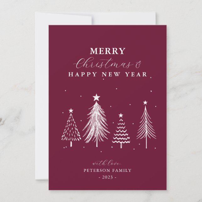 Simple Christmas Pine Tree Pattern Vertical  Holiday Card (Front)