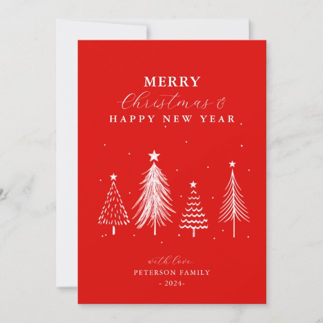 Simple Christmas Pine Tree Pattern Vertical  Holiday Card (Front)