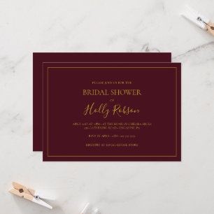 Simple Christmas   Red Horizontal Bridal Shower Invitation