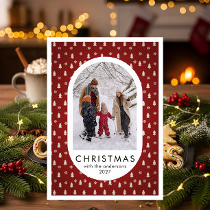 Simple Christmas Snowflakes Pattern family photo Holiday Card