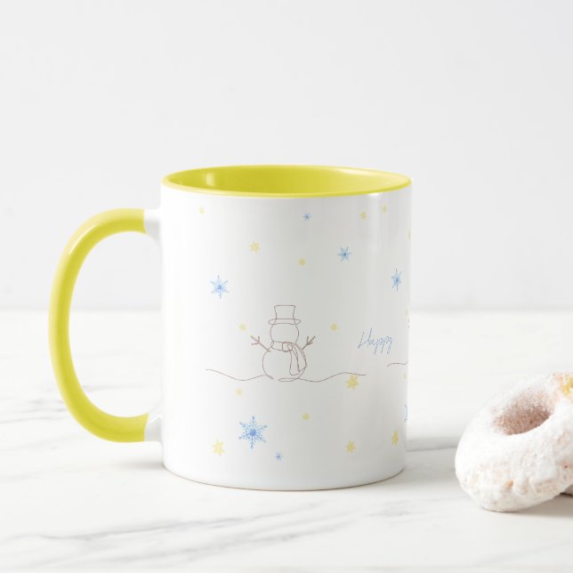 Simple Christmas Snowman  Mug (With Donut)