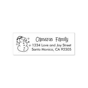 Simple Christmas Snowman Return Address Self-inking Stamp