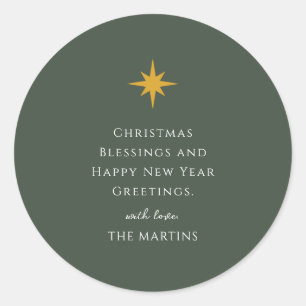 Simple Christmas Star Personalised Religious Classic Round Sticker