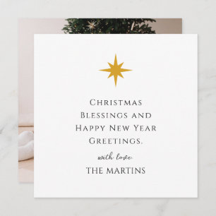 Simple Christmas Star Personalised Religious Photo Invitation