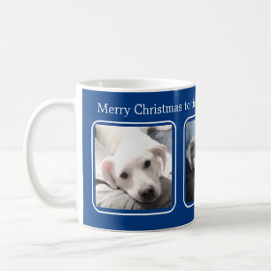 Simple Christmas Three Photos Blue and White Coffee Mug