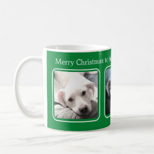 Simple Christmas Three Photos Greeb and White Coffee Mug