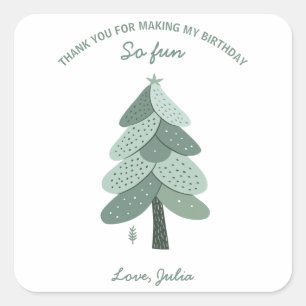 Simple Christmas tree Birthday  Square Sticker