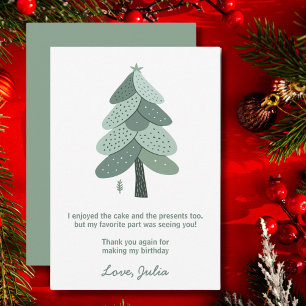 Simple Christmas tree Birthday  Thank You Card