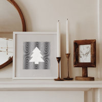 Simple Christmas Tree Black & White Stripes Trippy