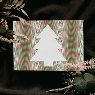 Simple Christmas Tree Black & White Stripes Trippy Postcard
