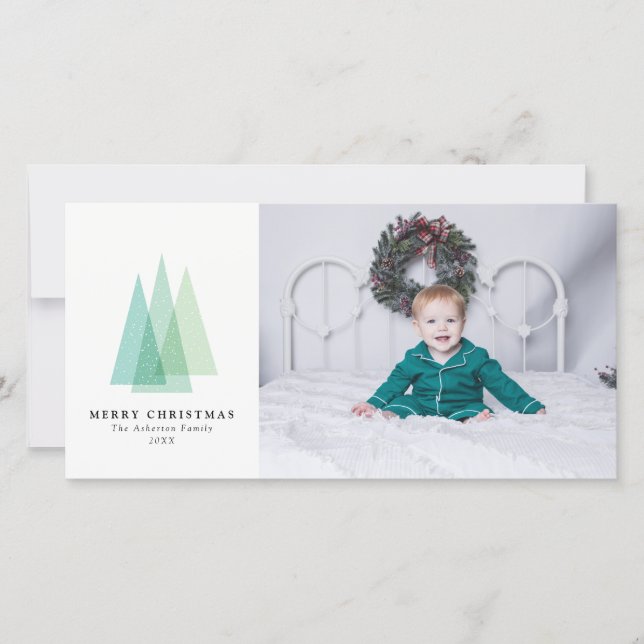 Simple Christmas tree Christmas photo card (Front)