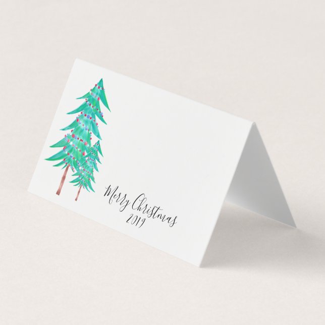 Simple Christmas Tree Dinner Place Card (Front)
