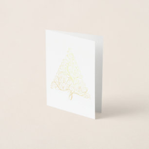 Simple Christmas Tree Flourish in red and green Foil Card