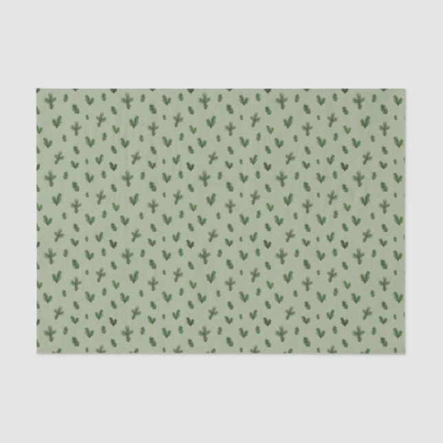 simple christmas tree green pattern tissue paper (Front)