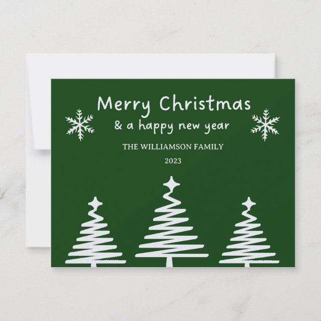 Simple Christmas Tree Line Art Merry Christmas  (Front)