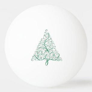 Simple Christmas Tree of Calligraphy flourishes Ping Pong Ball