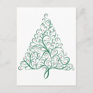 Simple Christmas Tree of Calligraphy flourishes Postcard