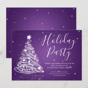 Simple Christmas Tree Purple Holiday Party  Invitation