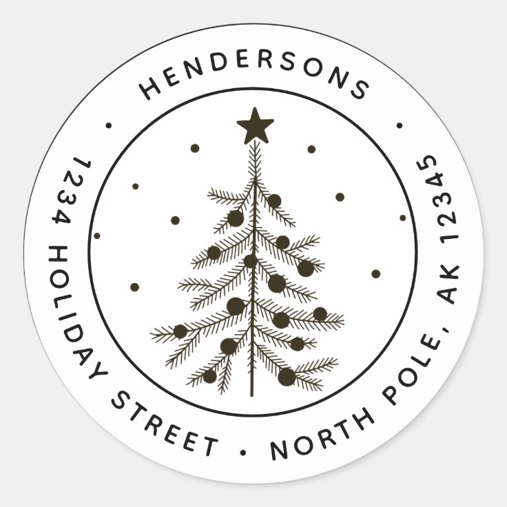Simple Christmas Tree Return Address Classic Round Sticker Zazzle