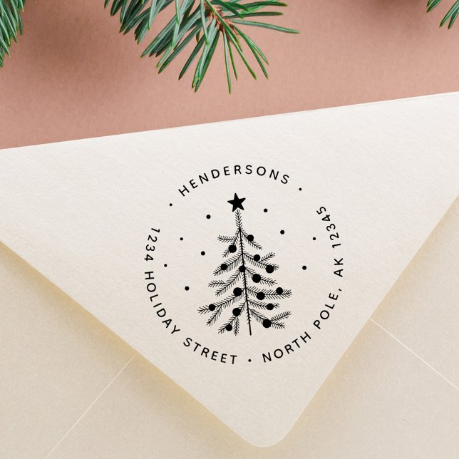 Simple Christmas Tree Return Address  Rubber Stamp (Creator Uploaded)