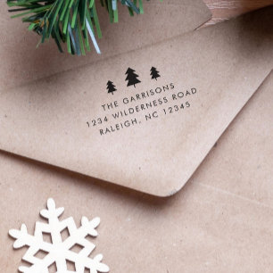 Simple Christmas Tree Return Address Self-inking Stamp