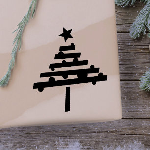 Simple Christmas Tree with Star Holiday Rubber Stamp