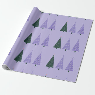 Simple Christmas Trees Lavender Pattern Trio Wrapping Paper