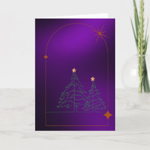 Simple Christmas Trees on Purple Holiday Card