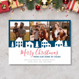 Simple Christmas Village  Holiday Card