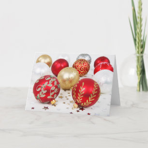 SImple Christmas, Vintage Ornaments Holiday Card