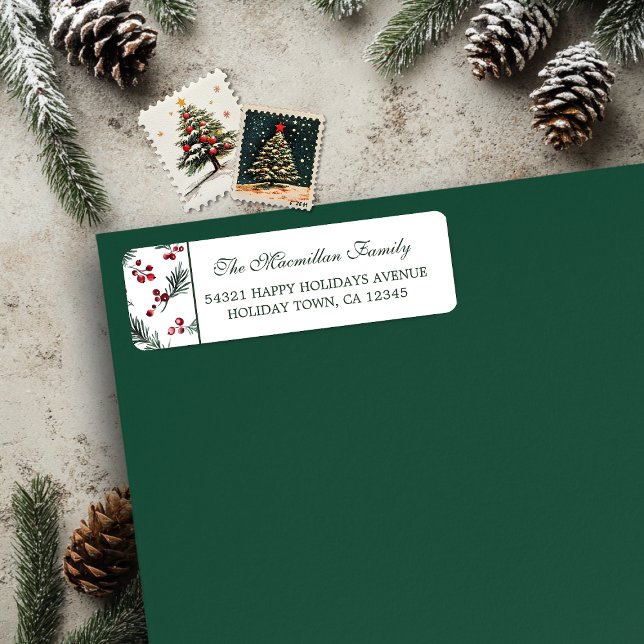 Simple Christmas Watercolor Botanical Pine Pattern (Simple Christmas Watercolor Botanical Pine Pattern Return Address Labels)