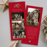 Simple Christmas Watercolor Floral Photo Collage Holiday Card<br><div class="desc">Simple Christmas Watercolor Floral Photo Collage Holiday Card features four photos on the front,  and another photo on the back with room for your longer message.</div>