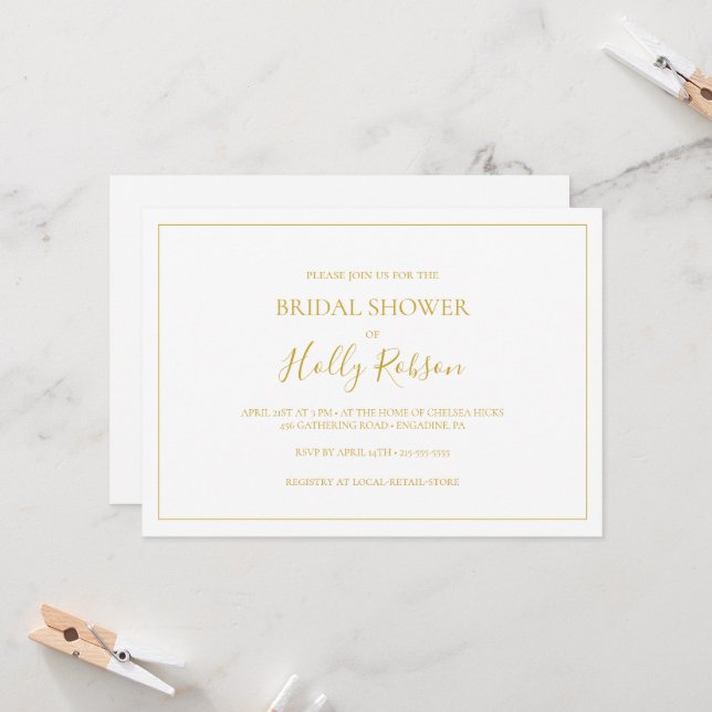 Simple Christmas | White Horizontal Bridal Shower Invitation (Front/Back In Situ)