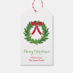 Simple Christmas Wreath Holiday Gift Tag