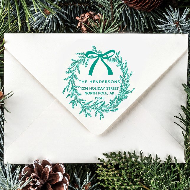 Simple Christmas Wreath Return Address  Self-inking Stamp (Creator Uploaded)