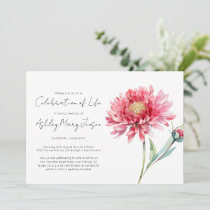 Simple Chrysanthemum Celebration of Life Funeral Invitation