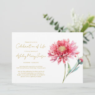 Simple Chrysanthemum Celebration of Life Funeral Invitation
