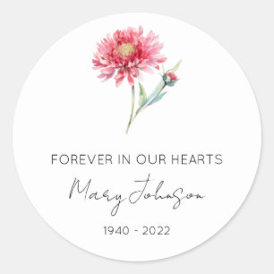 Simple Chrysanthemum Memorial Classic Round Sticker