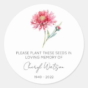 Simple Chrysanthemum Memorial Seed Packet Classic Round Sticker