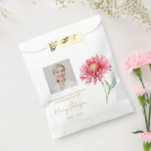 Simple Chrysanthemum Photo Funeral Seed Favour Bags