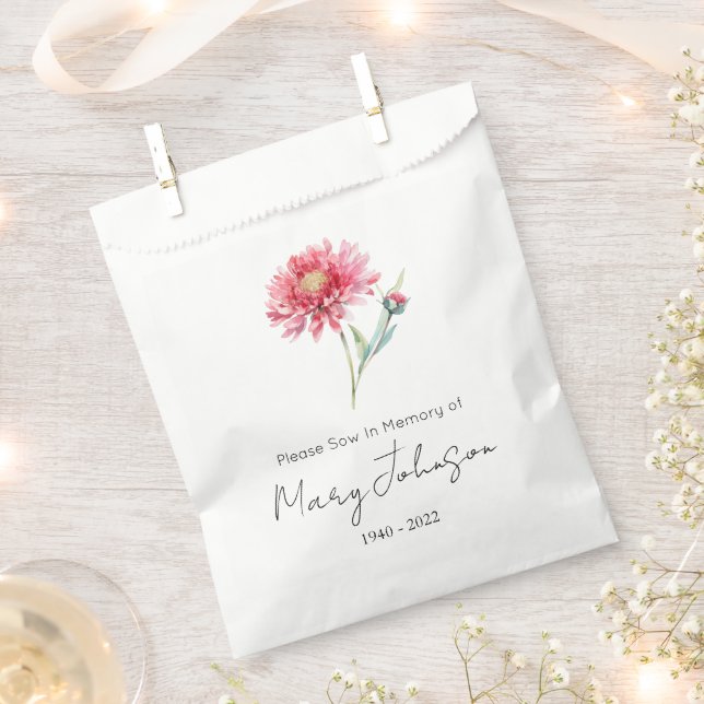 Simple Chrysanthemum Seed packet Funeral  Favour Bags (Clipped)