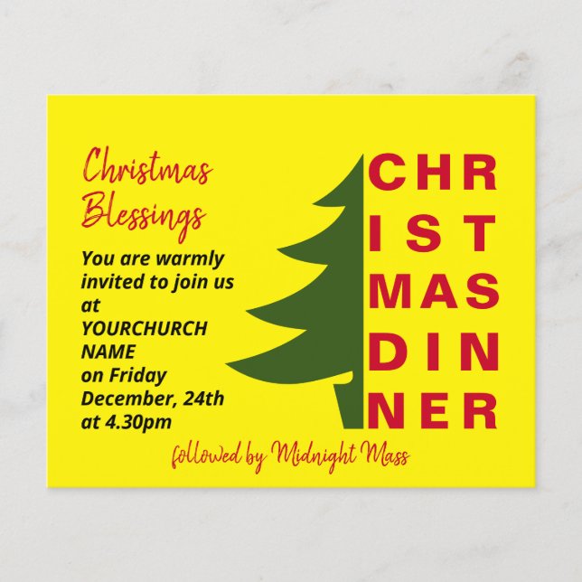 Simple Church Christmas Dinner Invitation (Front)