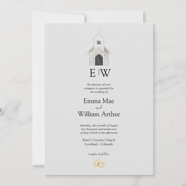 Simple Church Wedding Invitation (Front)