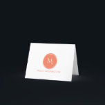 Simple Circle Monogram Coral Folded Note Cards<br><div class="desc">This note card design features a simple circle with a monogram in coral. Click the customise button if you would like to move/scale the images and further modify the text! Variations of this design, additional colours, as well as coordinating products are available in our shop, zazzle.com/store/doodlelulu. Contact us if you...</div>