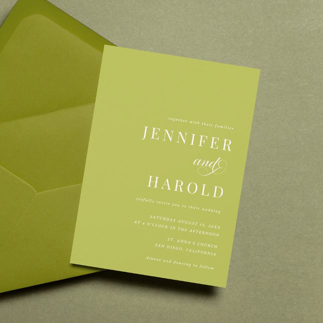 Simple Citrus Green Minimalist All in One Wedding Invitation (Creator Uploaded)