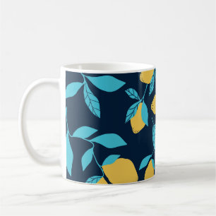 Simple citrus: lemons on blue. coffee mug