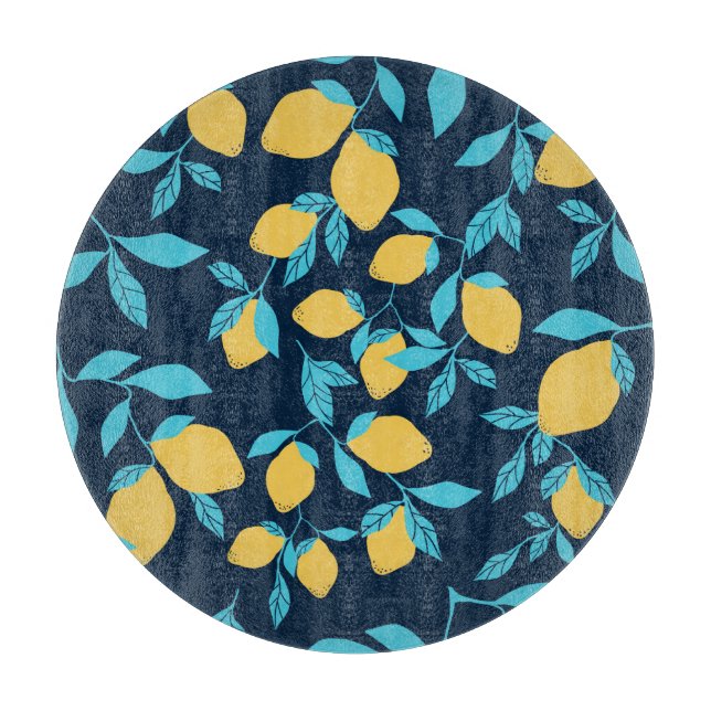 Simple citrus: lemons on blue. cutting board (Front)