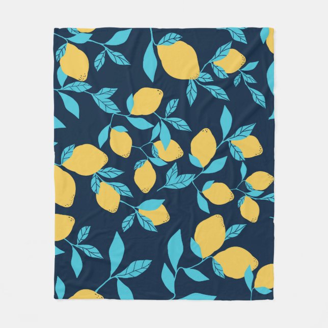 Simple citrus: lemons on blue. fleece blanket (Front)