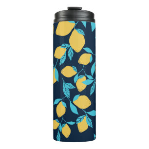 Simple citrus: lemons on blue. thermal tumbler