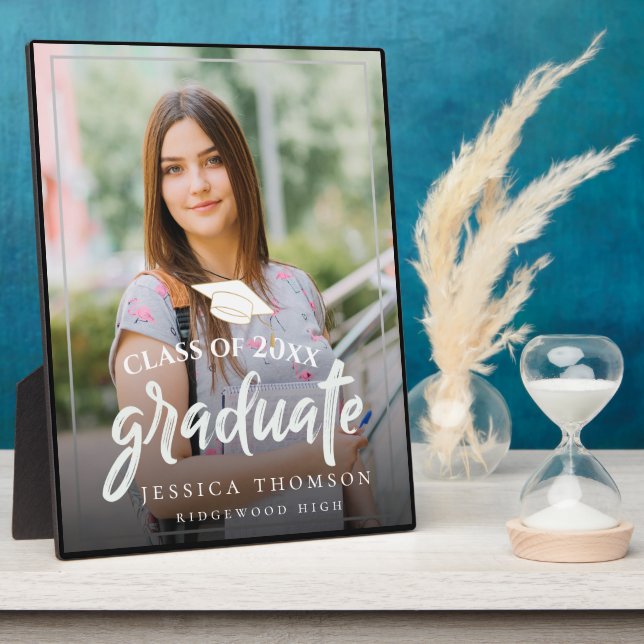 Simple Class Of 2023 Photo Graduation Announcement Plaque (Side)